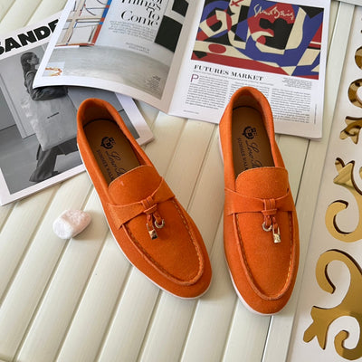 Loro Piana the iconic Summer Charms Walk Loafers for Unisex (Male and Female) Dusty Orange Colour Pre Order