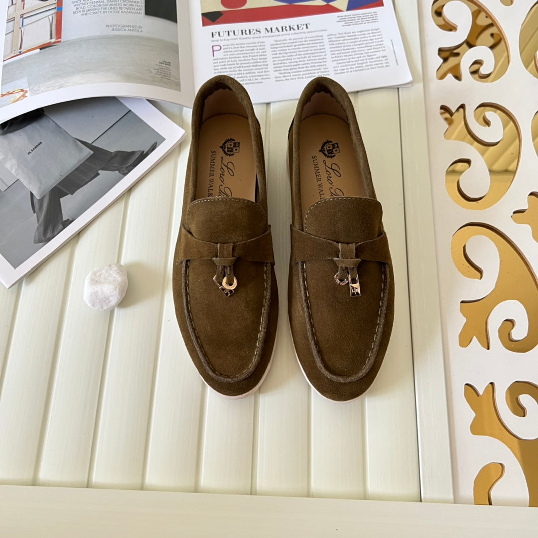 Loro Piana the iconic Summer Charms Walk Loafers for Unisex (Male and Female) Olive Green Colour Pre Order