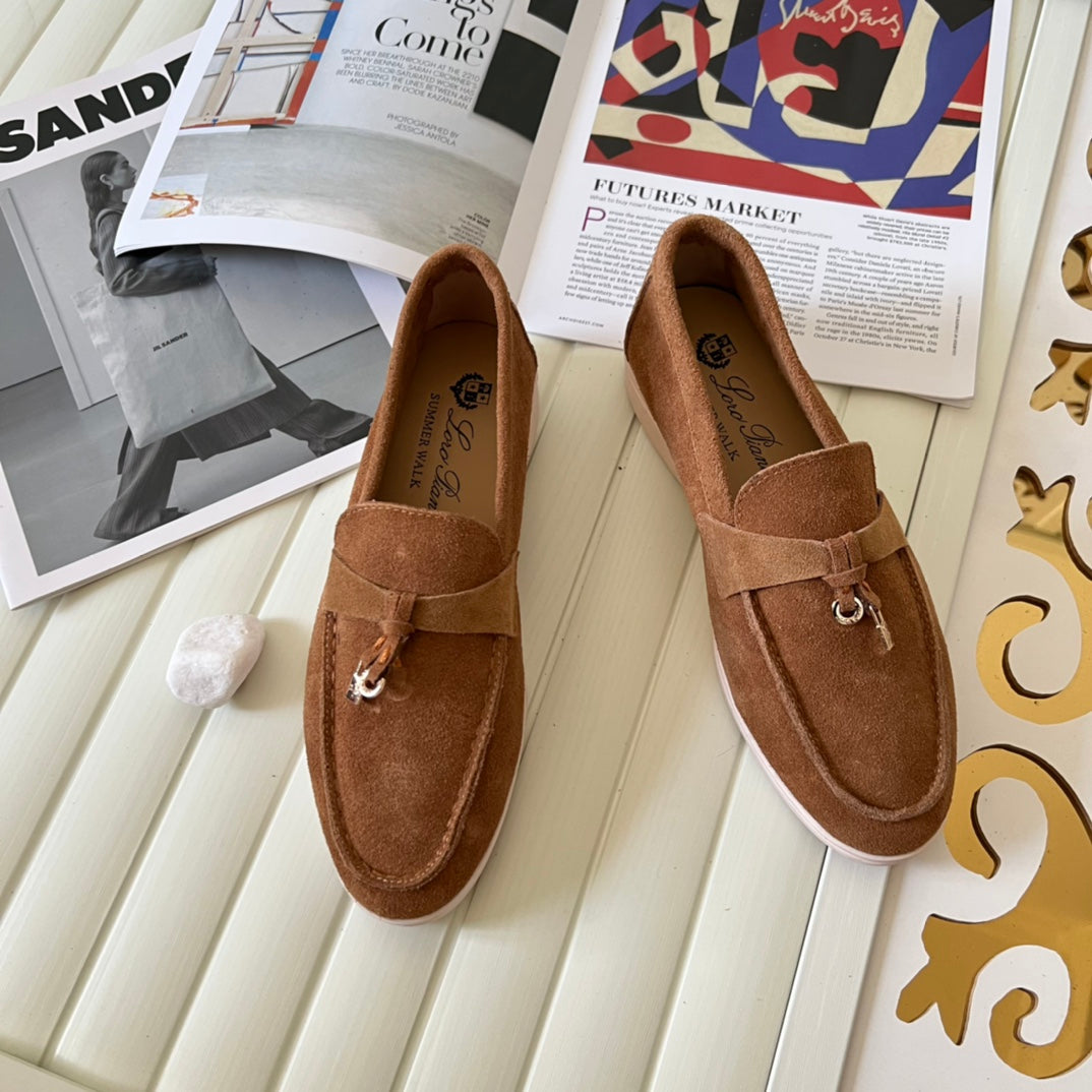 Loro Piana the iconic Summer Charms Walk Loafers for Unisex (Male and Female) Dark Honey Colour Pre Order