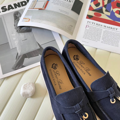 Loro Piana the iconic Summer Charms Walk Loafers for Unisex (Male and Female) Navy Blue Colour Pre Order