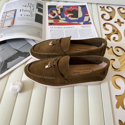 Loro Piana the iconic Summer Charms Walk Loafers for Unisex (Male and Female) Olive Green Colour Pre Order