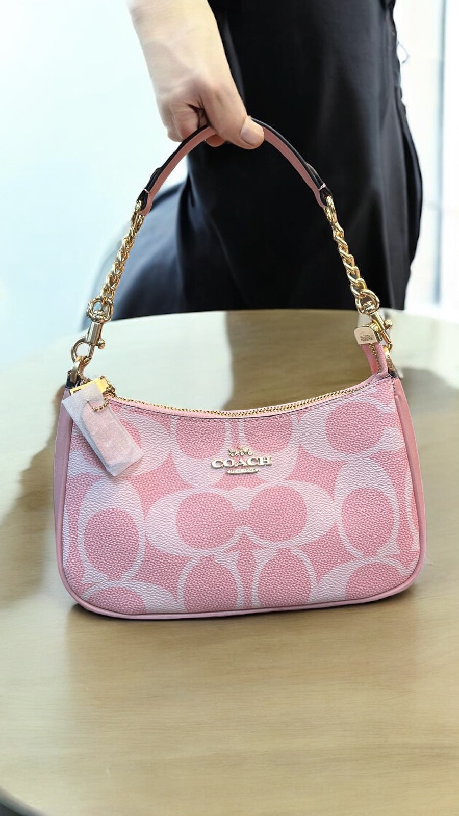 Luxury Brand Co-ach Teri Powder Pink or Dusty Pink Shoulder Bag for Women