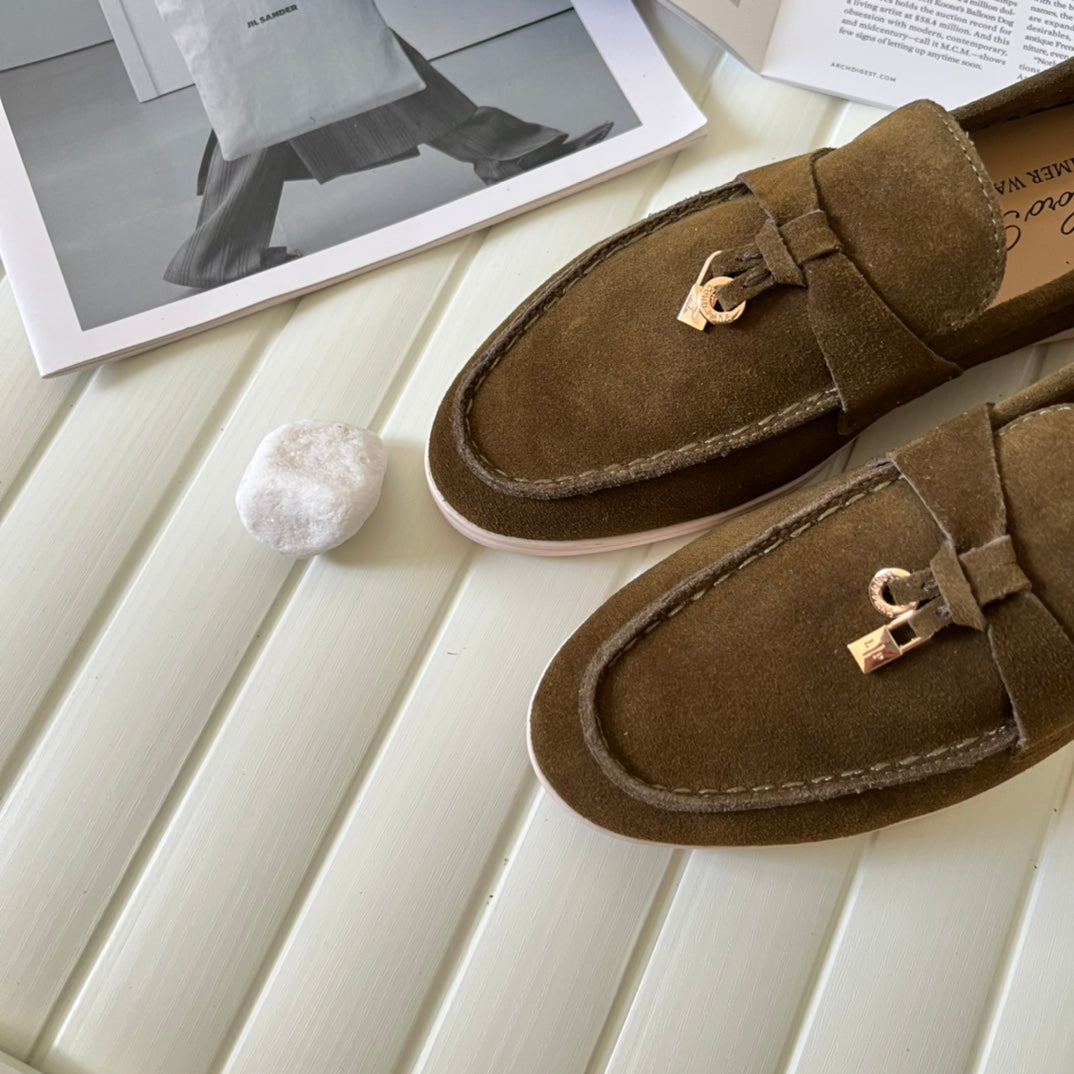 Loro Piana the iconic Summer Charms Walk Loafers for Unisex (Male and Female) Olive Green Colour Pre Order