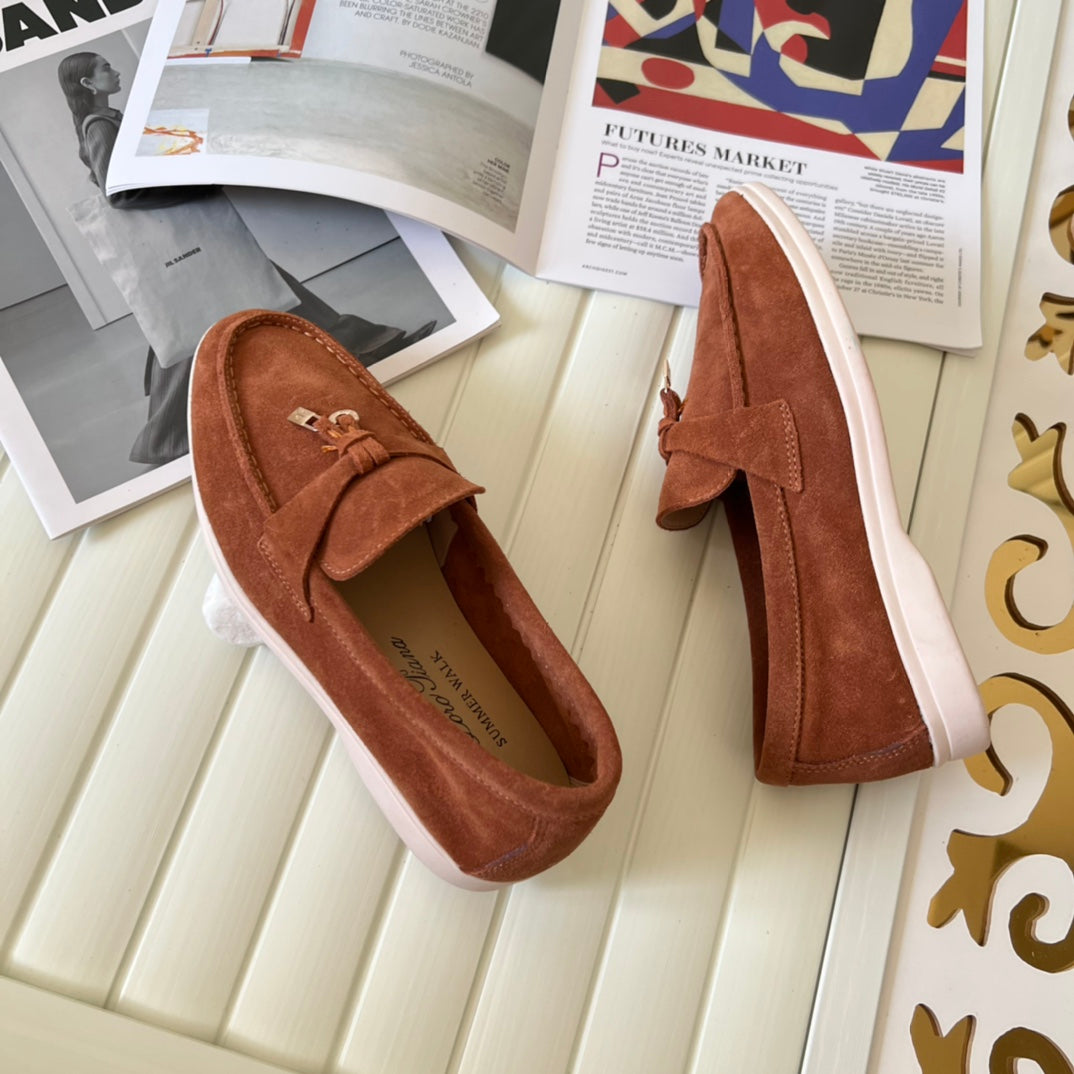 Loro Piana the iconic Summer Charms Walk Loafers for Unisex (Male and Female) Dusty Orange Colour Pre Order