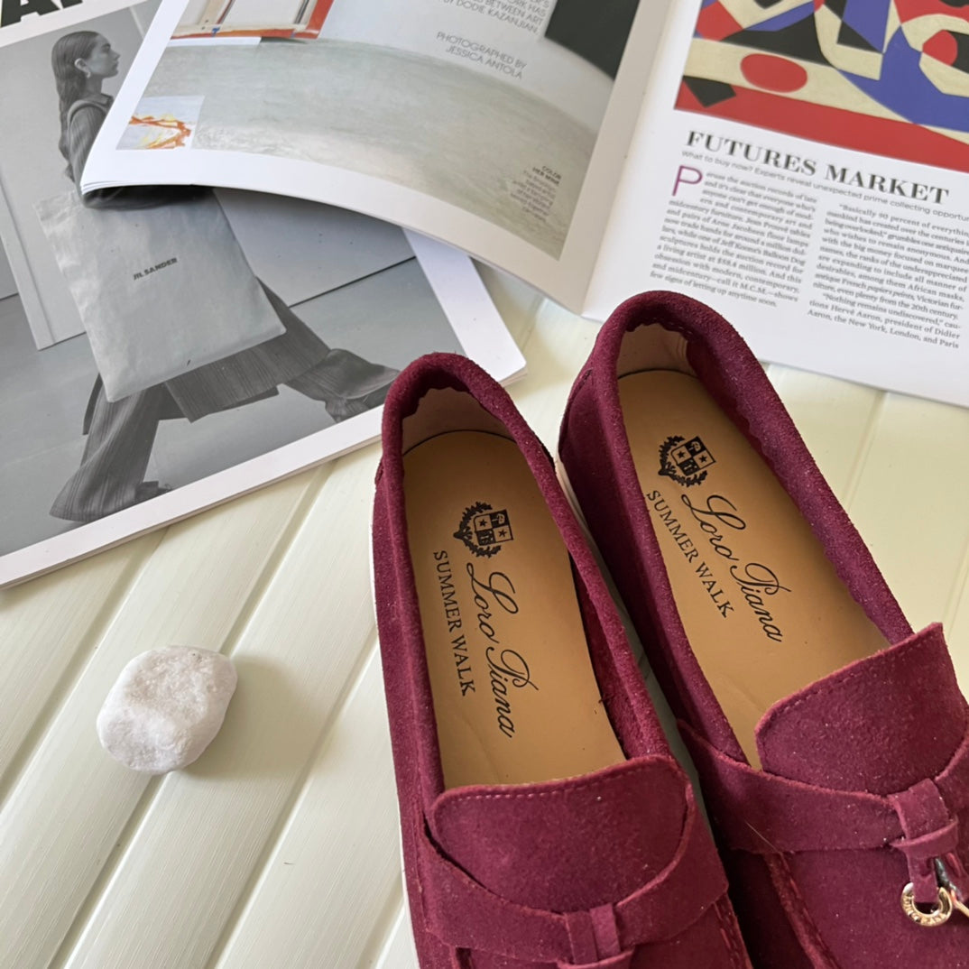 Loro Piana the iconic Summer Charms Walk Loafers for Unisex (Male and Female) Bright Amaranth Colour Pre Order