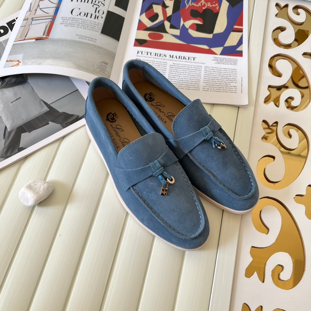 Loro Piana the iconic Summer Charms Walk Loafers for Unisex (Male and Female) Blue Fluorite Colour Pre Order 45