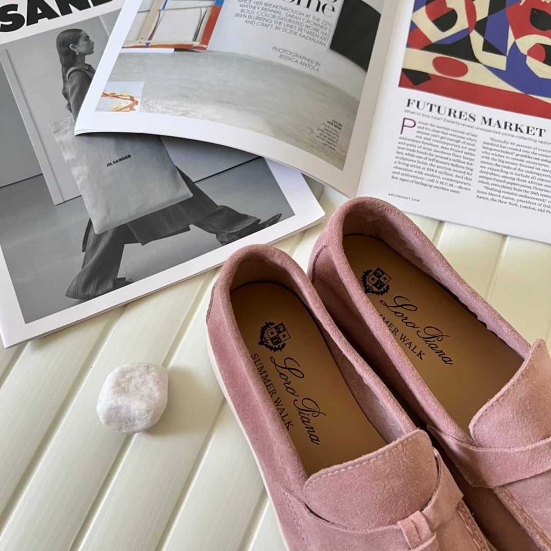Loro Piana the iconic Summer Charms Walk Loafers for Unisex (Male and Female) Noisette Rose Colour Pre Order