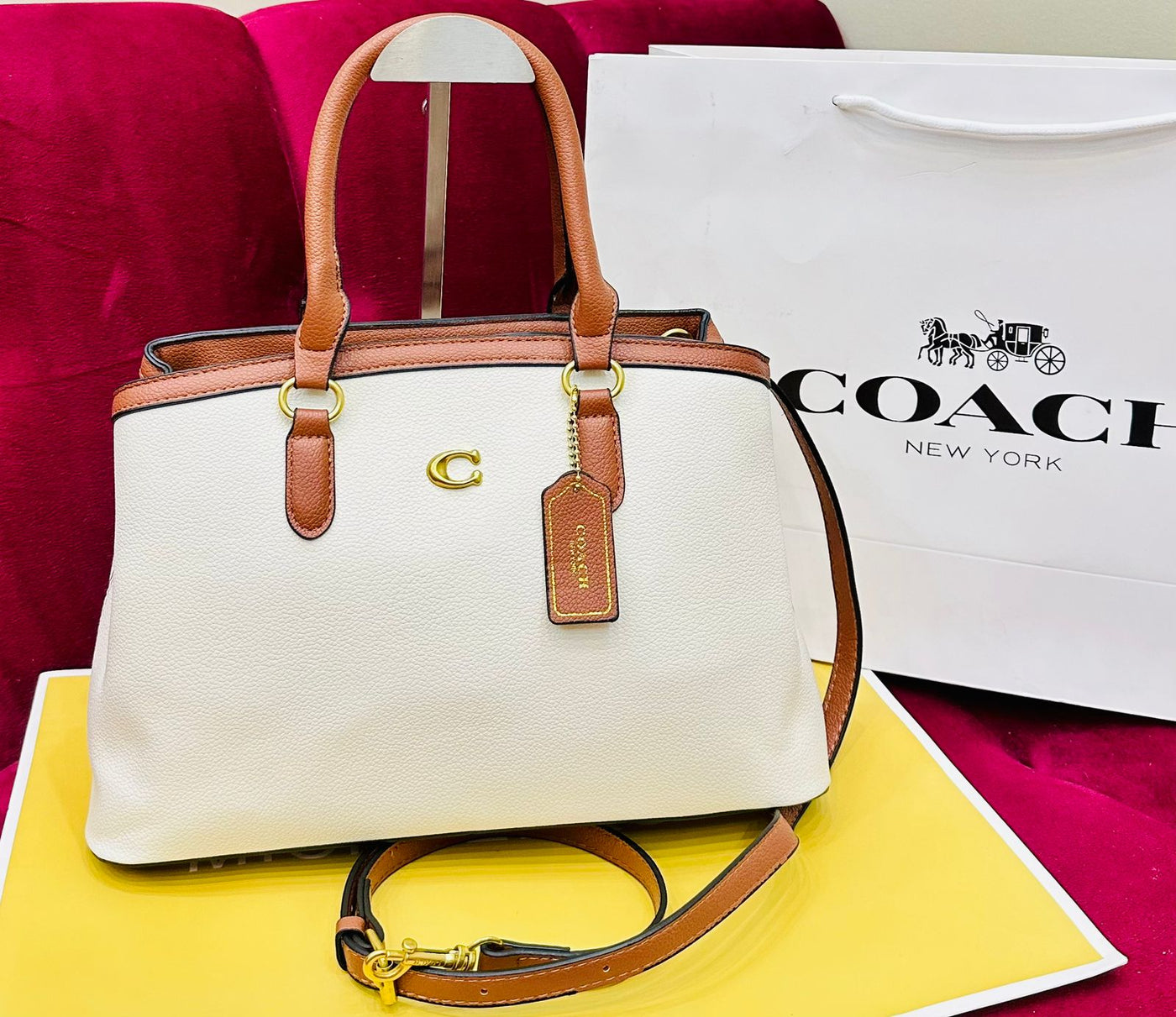 Coach Legacy Medium Pebbled Leather Carryall 28 White