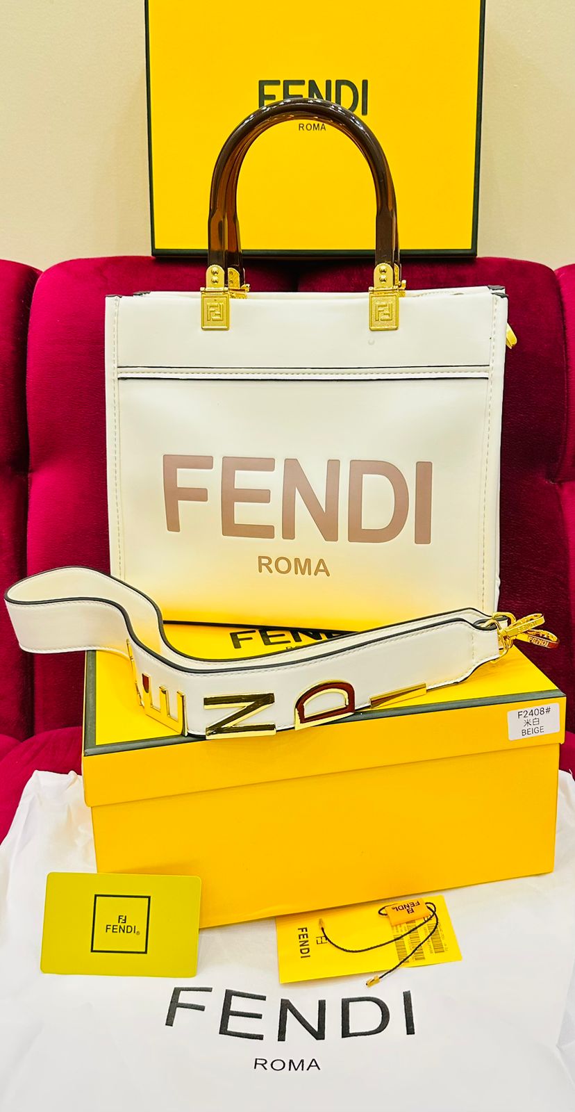 Fendi Sunshine Bag Medium Size White
