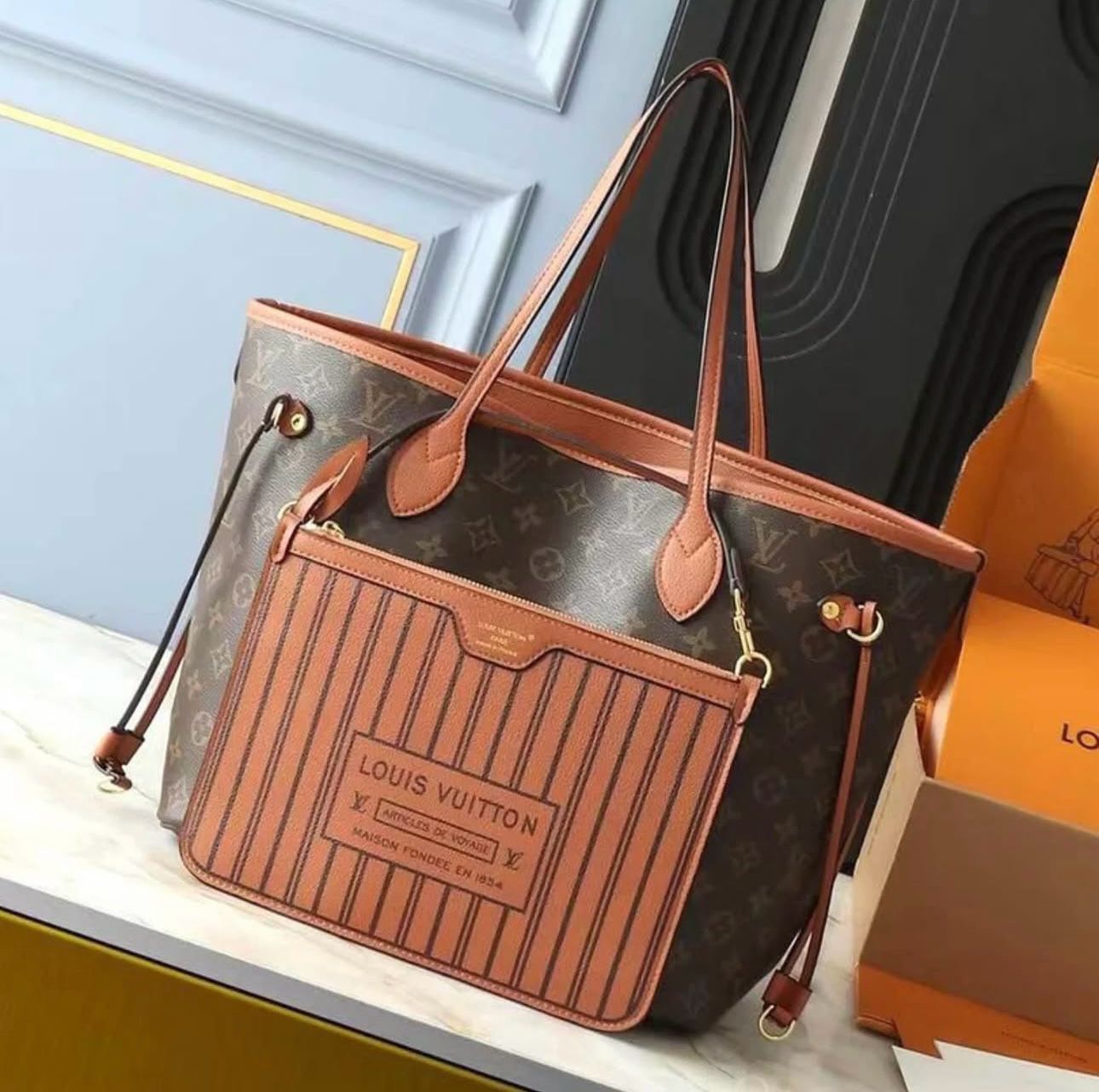 Louis Vuitton LV New Reversible Neverfull MM Brown