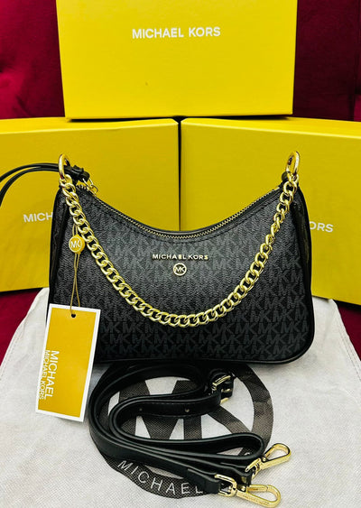 Michael Kors MK Jet Set Charm Small Logo Pochette Shoulder Bag Black