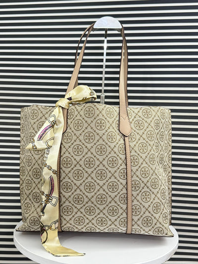 Tory Burch Perry Triple-Compartment Tote Bag Beige