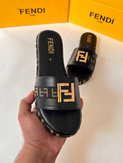 Fendi 1 inch's thick slide Wedge Black