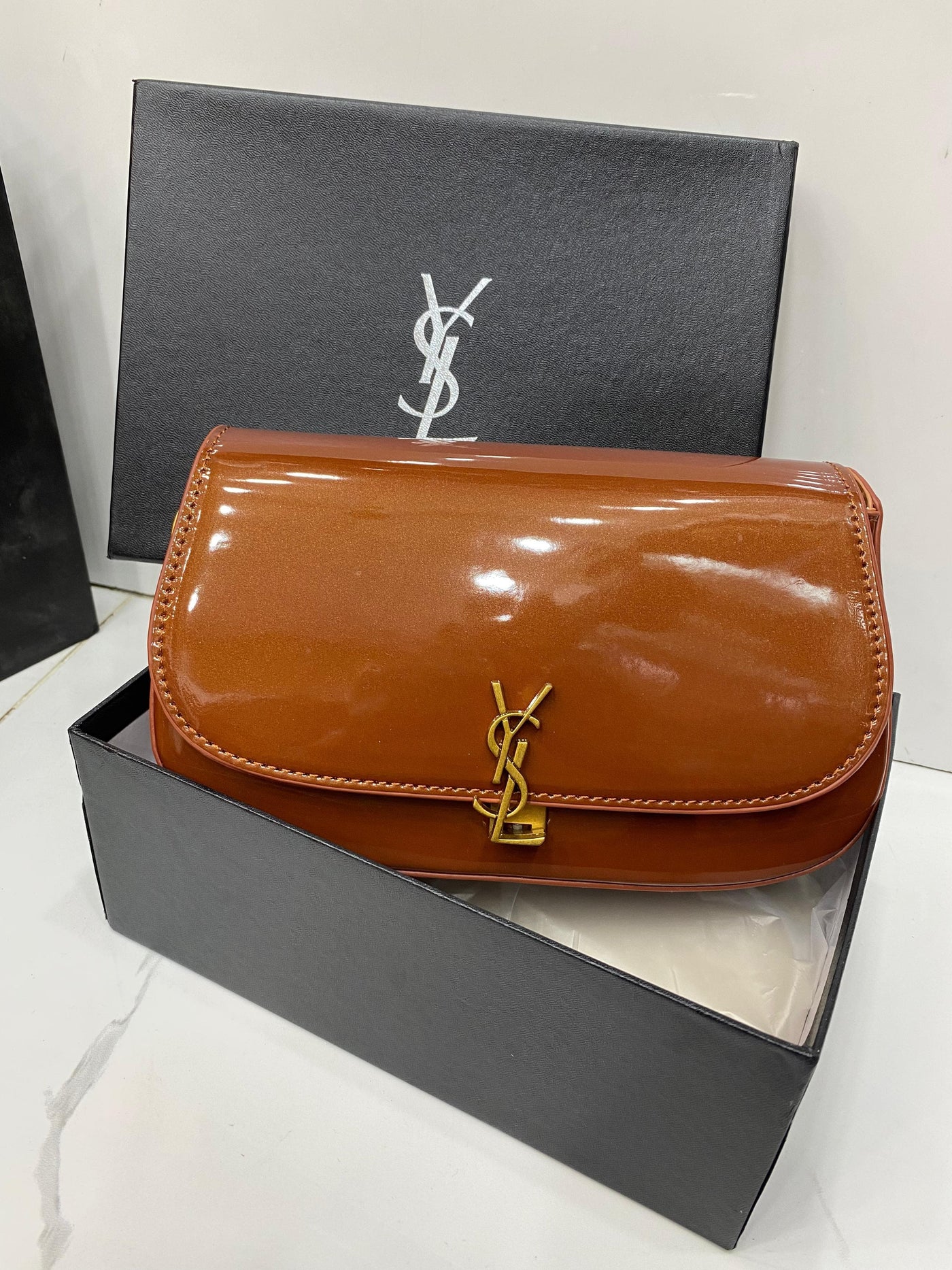 Yves Saint Laurent YSL Envelope Bag Brown