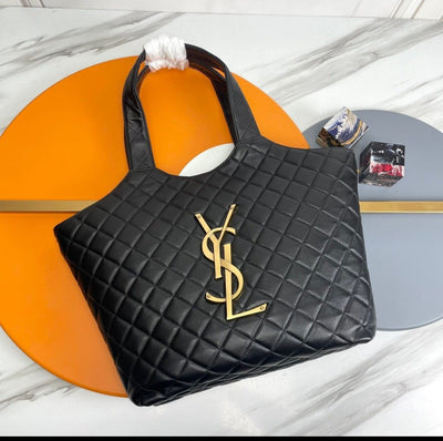Saint Laurent icare Black Quilted Maxi Shopping Bag Medium Size