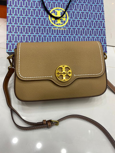 Tory Burch Felix Flap Mini Crossbody Bag Beige