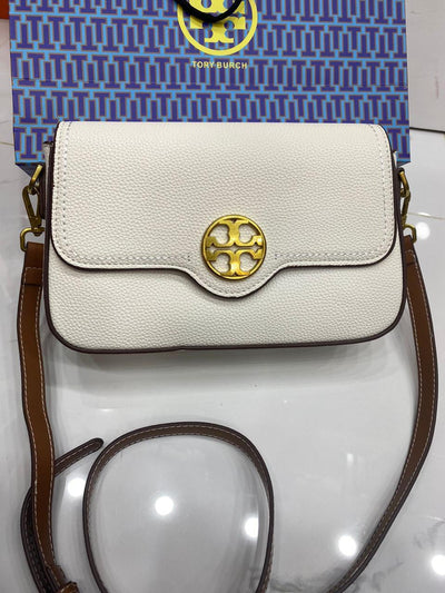 Tory Burch Felix Flap Mini Crossbody Bag White