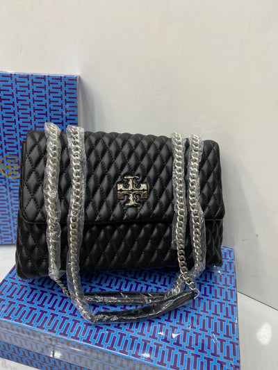 TORY BURCH SMALL KIRA RUCHED CONVERTIBLE SHOULDER BAG Black