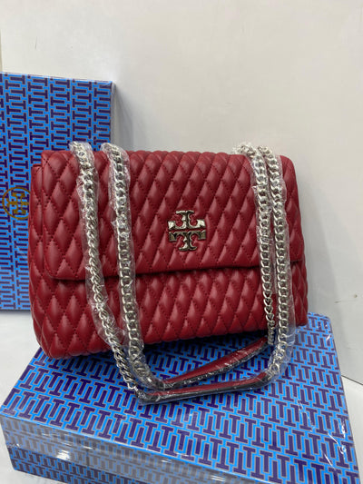 TORY BURCH SMALL KIRA RUCHED CONVERTIBLE SHOULDER BAG Red