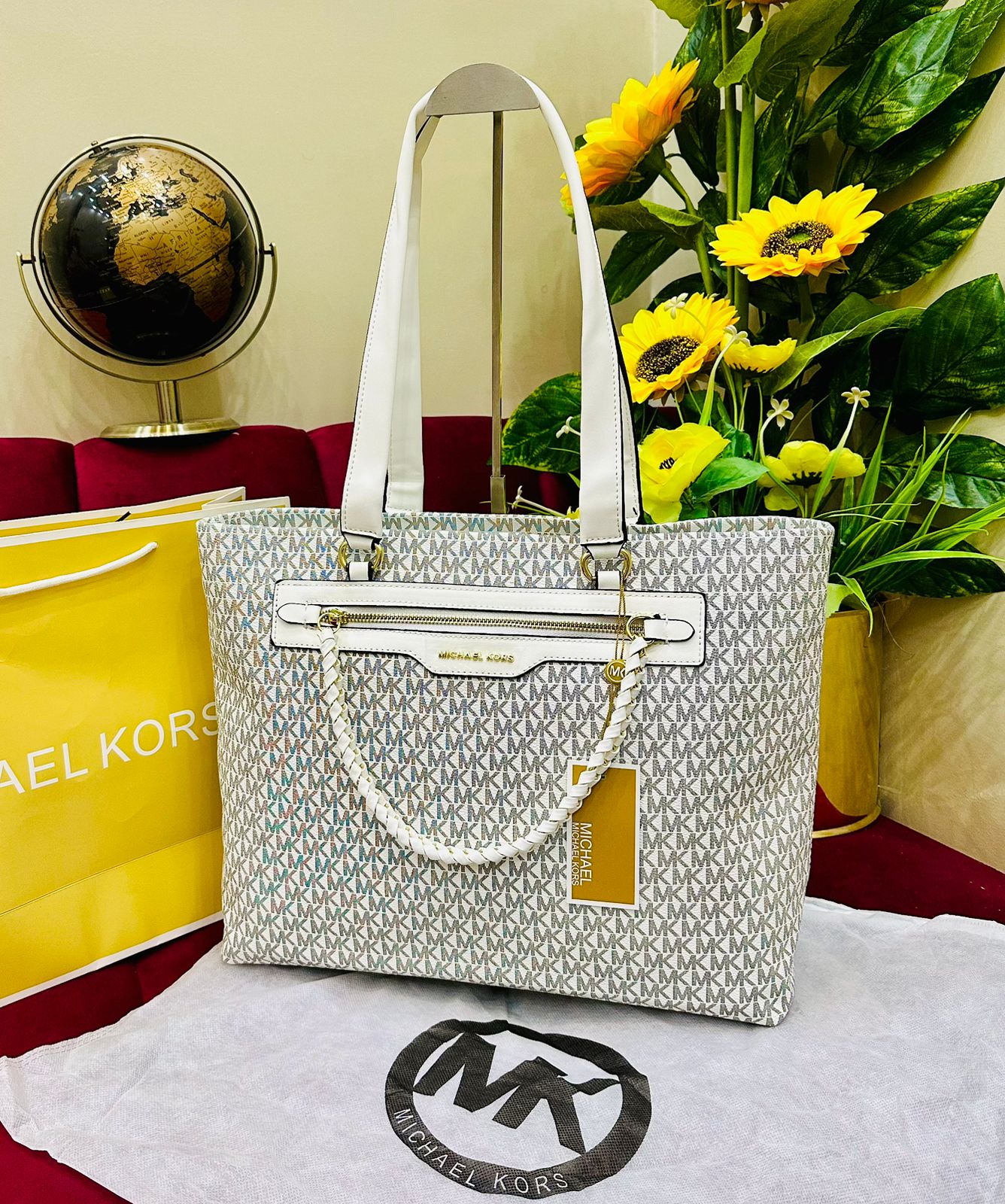 Michael Kors MK Slater Tote Bag White