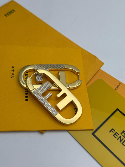 FENDI Metal FF O'Lock Crystal Earrings