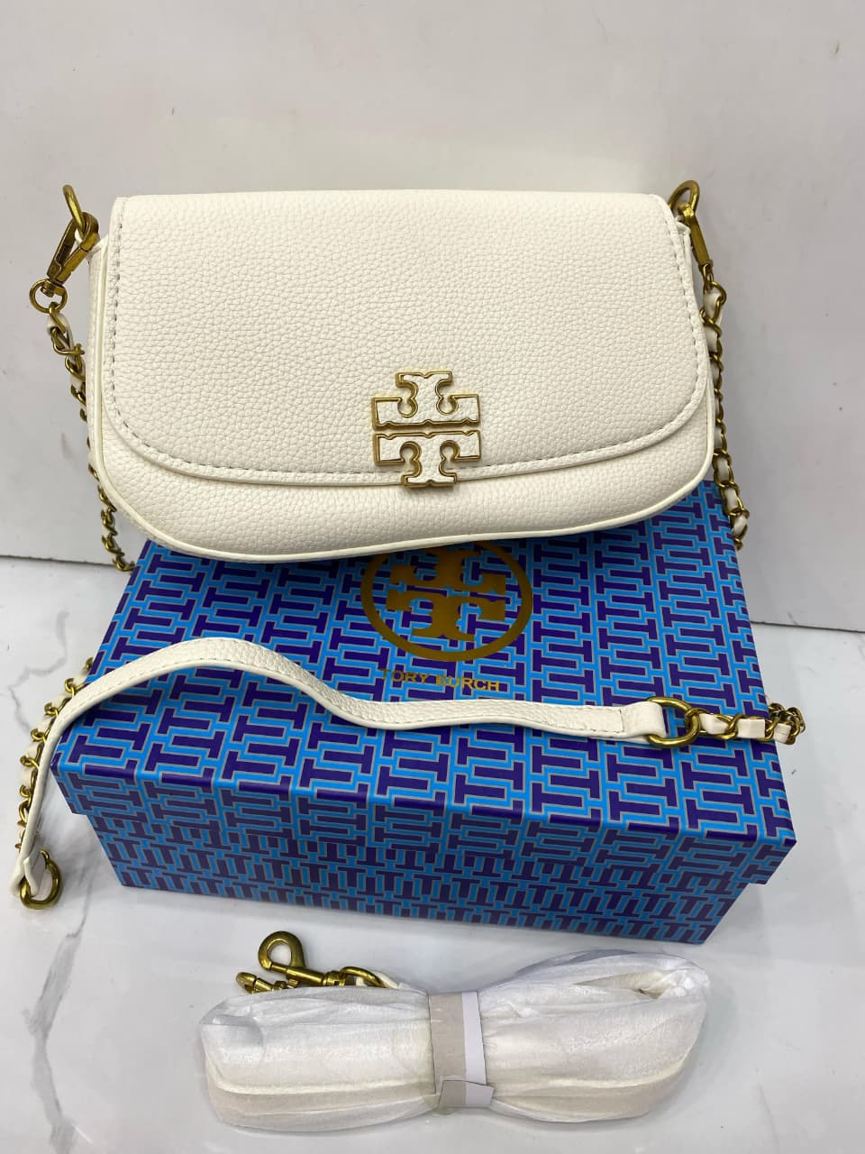 Tory Burch Britten Convertible Bag White
