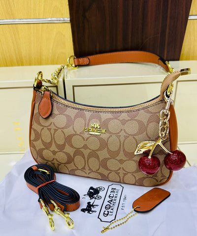 Coach Teri Shoulder Bag with Cherry Keychain