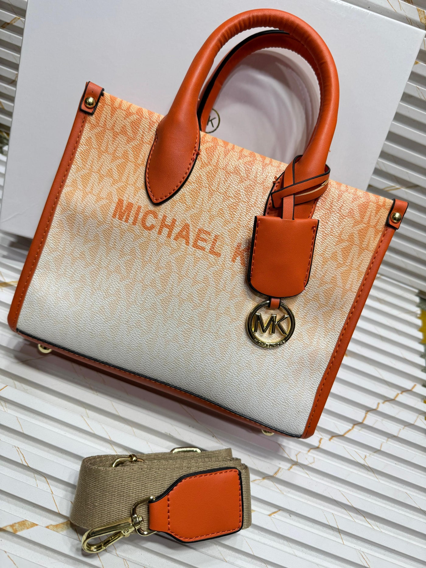 Michael Kors MK Mirella XS Crossbody Tote Bag Orange