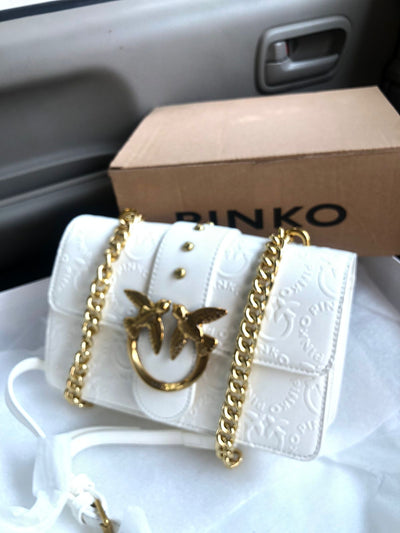 Pinko Mini Borsa a Tracolla Love Icon New Monogram White