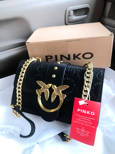 Pinko Mini Borsa a Tracolla Love Icon New Monogram Black