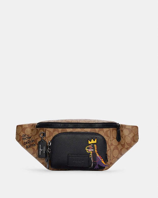 COACH X JEAN MICHEL BASQUIAT TRACK BELT BAG IN SIGNATURE CANVAS Brown