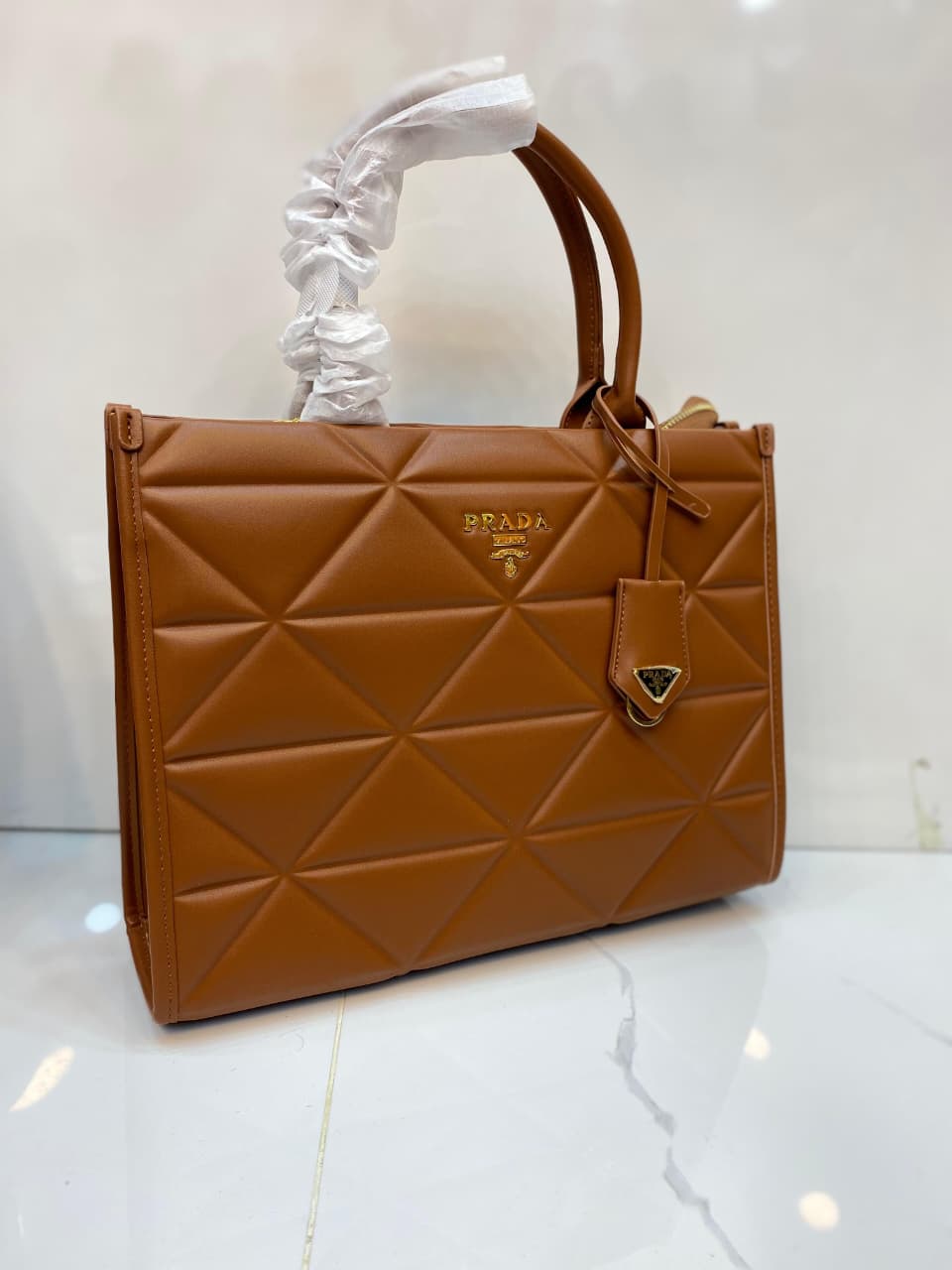 Prada Symbole Tote Bag Brown