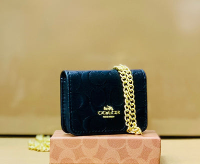 Luxury Co-ach Mini Crossbody Bag with Long Chain