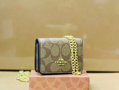 Luxury Co-ach Mini Crossbody Bag with Long Chain