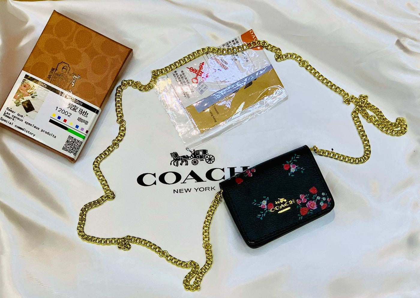 Luxury Co-ach Mini Crossbody Bag with Long Chain