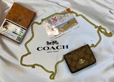 Luxury Co-ach Mini Crossbody Bag with Long Chain