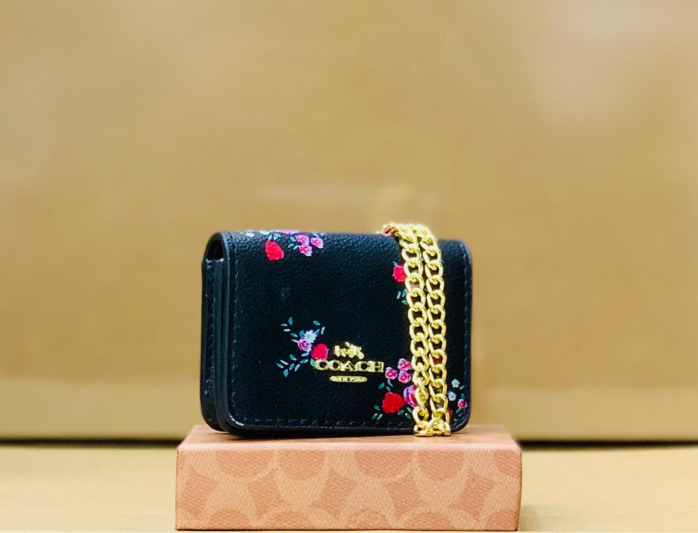 Luxury Co-ach Mini Crossbody Bag with Long Chain