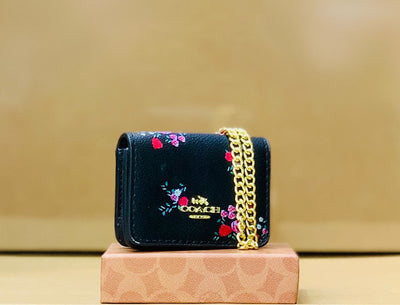 Luxury Co-ach Mini Crossbody Bag with Long Chain