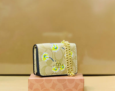 Luxury Co-ach Mini Crossbody Bag with Long Chain