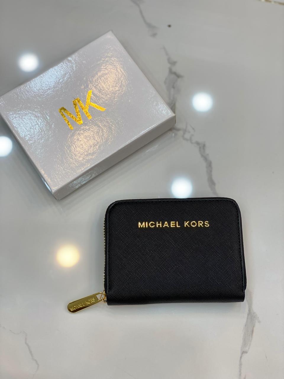 Famous Brand M-K Mic-hael Ko-rs Small Leather Wallet for Men and Women