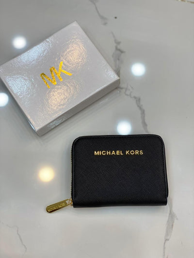Famous Brand M-K Mic-hael Ko-rs Small Leather Wallet for Men and Women