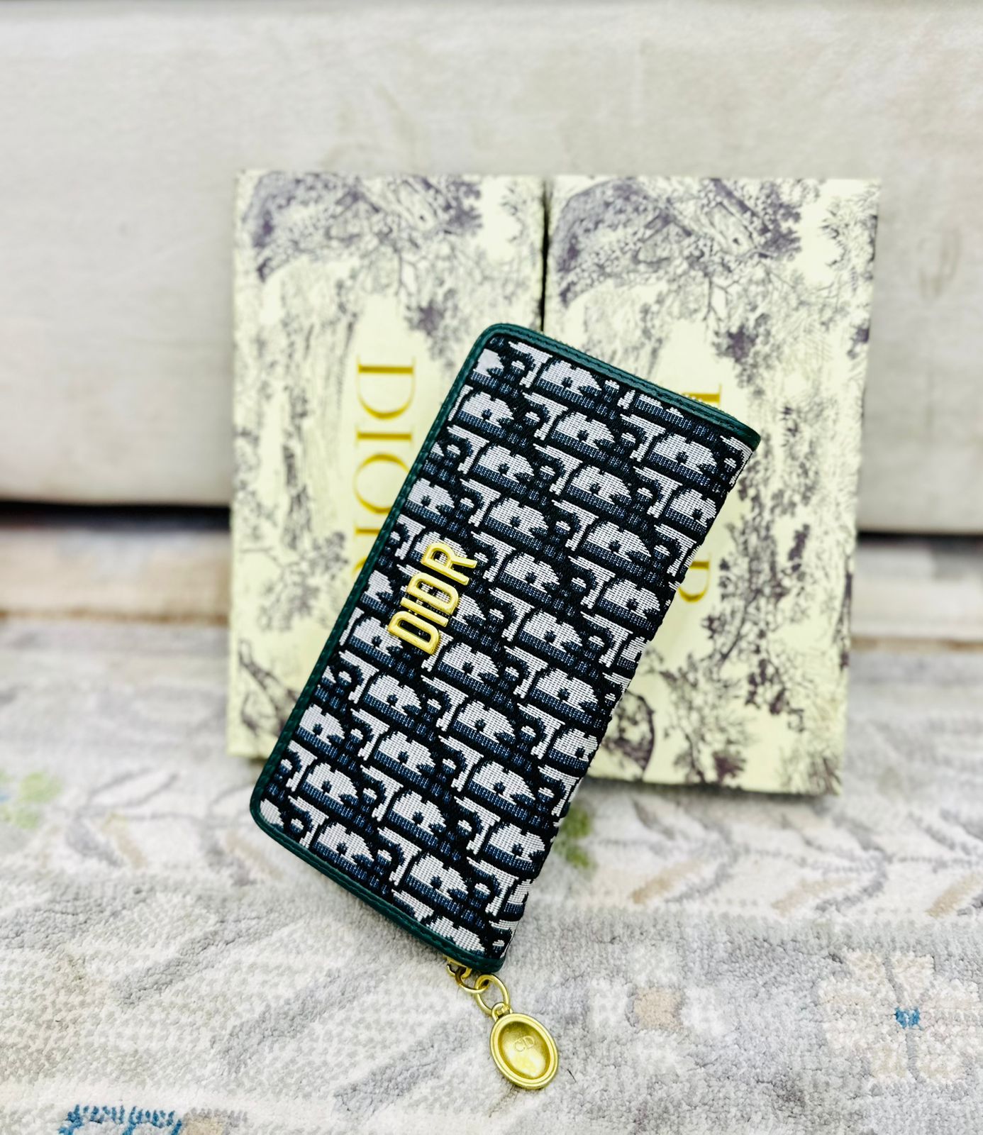 Fashion Brand CD Chris-tian Di0or Embroidery Wallet for Women