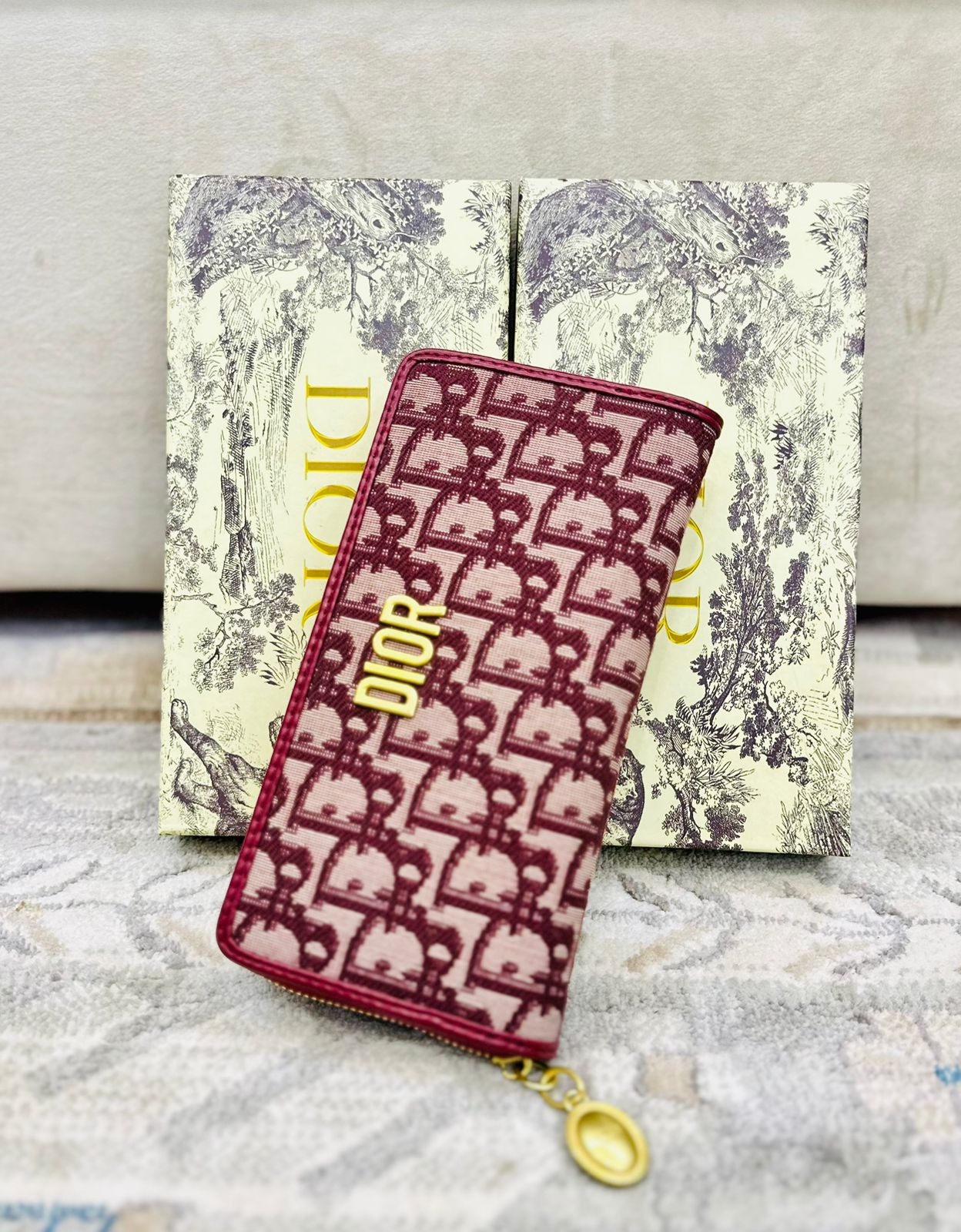 Fashion Brand CD Chris-tian Di0or Embroidery Wallet for Women