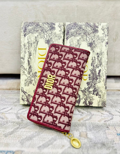 Fashion Brand CD Chris-tian Di0or Embroidery Wallet for Women