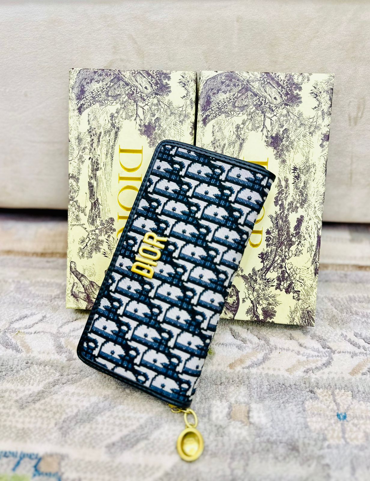 Fashion Brand CD Chris-tian Di0or Embroidery Wallet for Women