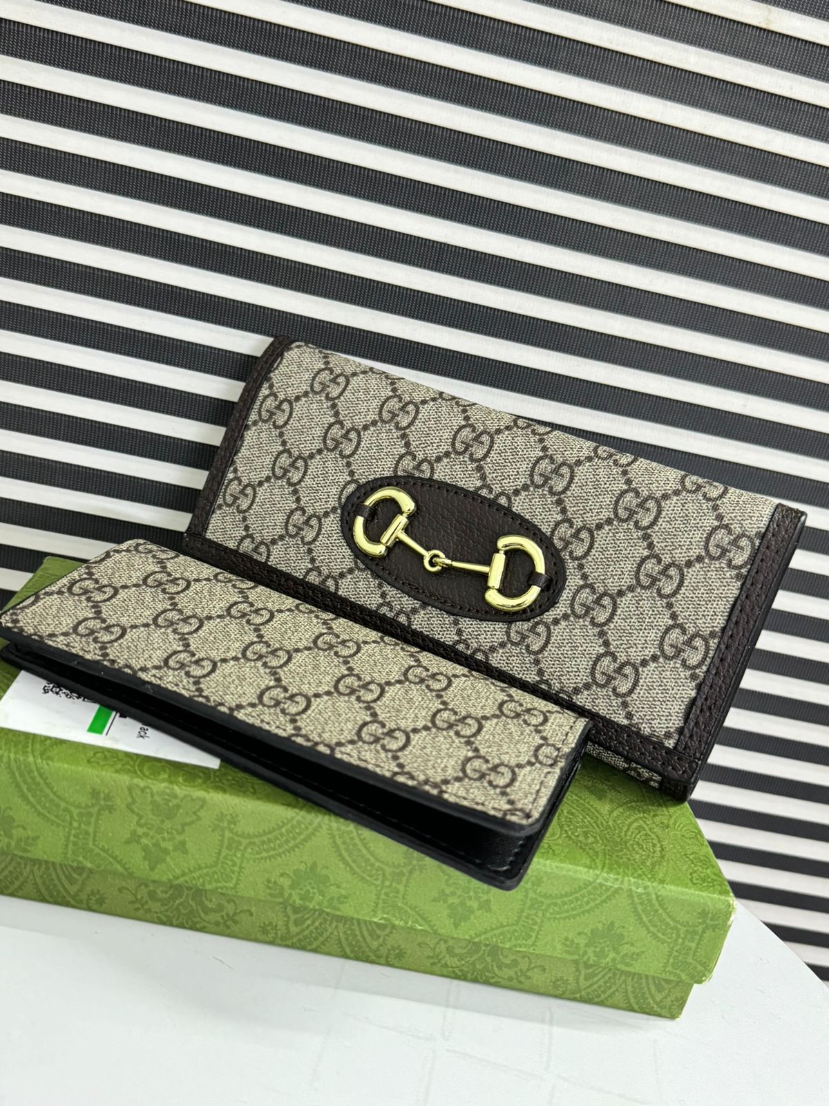 Famous GG Gu-cci Horsebit 2pcs Wallet for Women