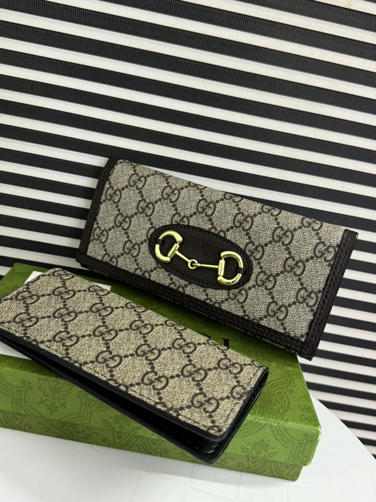 Famous GG Gu-cci Horsebit 2pcs Wallet for Women