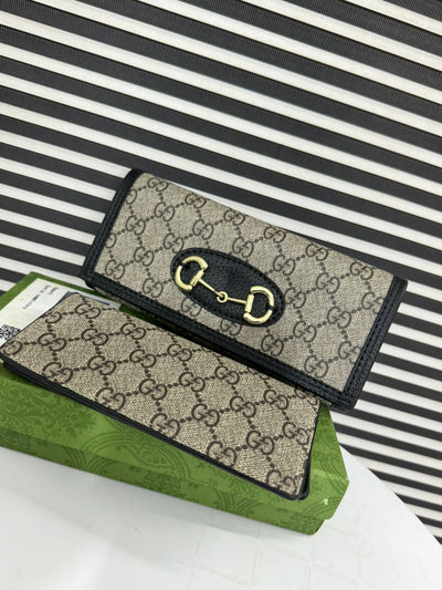 Famous GG Gu-cci Horsebit 2pcs Wallet for Women