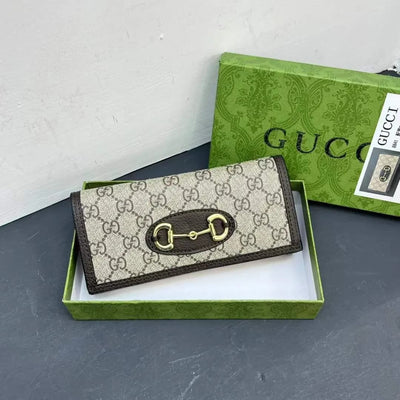 Famous GG Gu-cci Horsebit 2pcs Wallet for Women