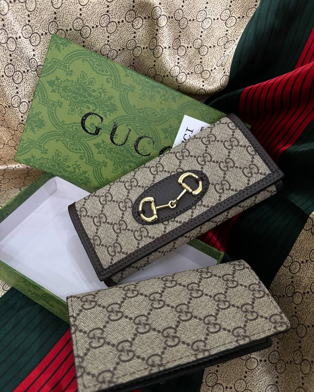 Famous GG Gu-cci Horsebit 2pcs Wallet for Women